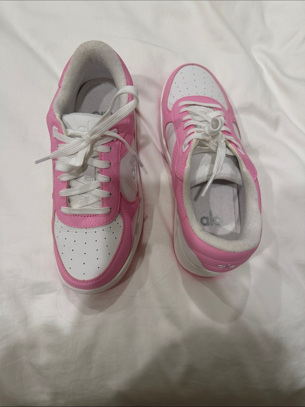 ALO Pink and White Low-Top Sneakers